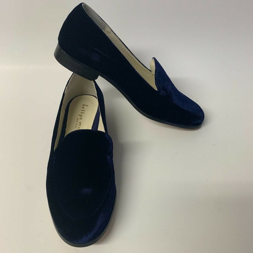 Bettye Muller Classic Loafers Blue Crush Velvet Shoes Regency Navy 7.5 38.5 Eur - Picture 5 of 12